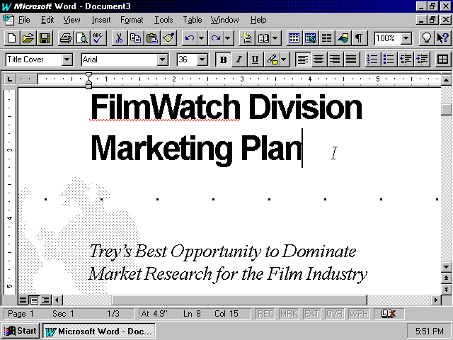 Microsoft Word 95 Document Editing (1995)